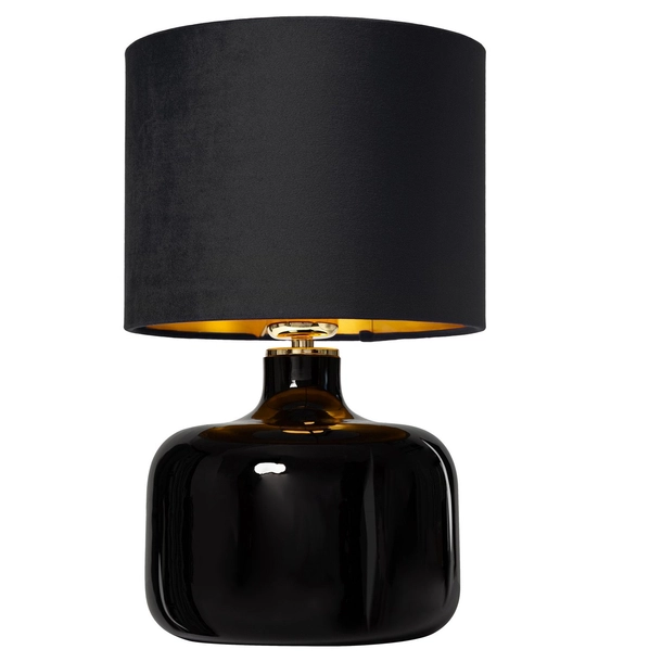 Kaspa - lampa stojąca Lora - szklana podstawa w kolorze czarnym, wysokość 40 cm, czarny abażur