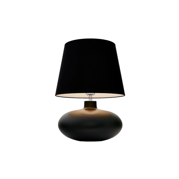 Kaspa - lampa stołowa Sawa - szklana podstawa w kolorze matowym graficie, wysokość 55 cm, czarny abażur
