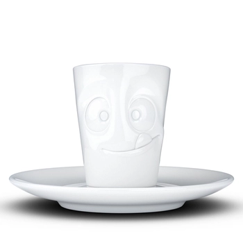 58Products - Porcelanowy kubek, filiżanka do espresso „Smaczny“ - biały, pojemność 80 ml